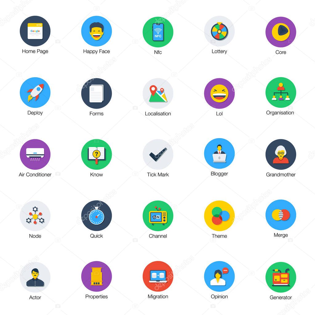 Bundle Of Contemporary Flat Icons