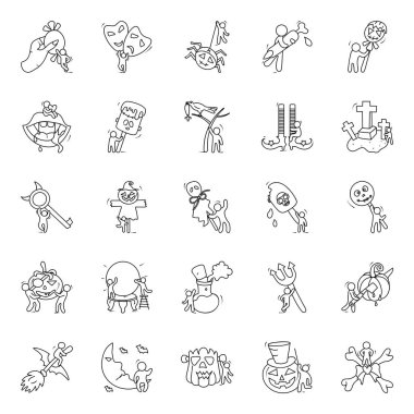 Cadılar Bayramı Aksesuarları Doodle Simgeleri Paketi 