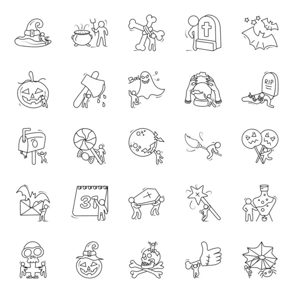 Paquete Vectores Doodle Elementos Halloween — Vector de stock