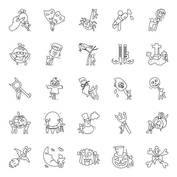 Accesorios Halloween Doodle Iconos Pack — Vector de stock