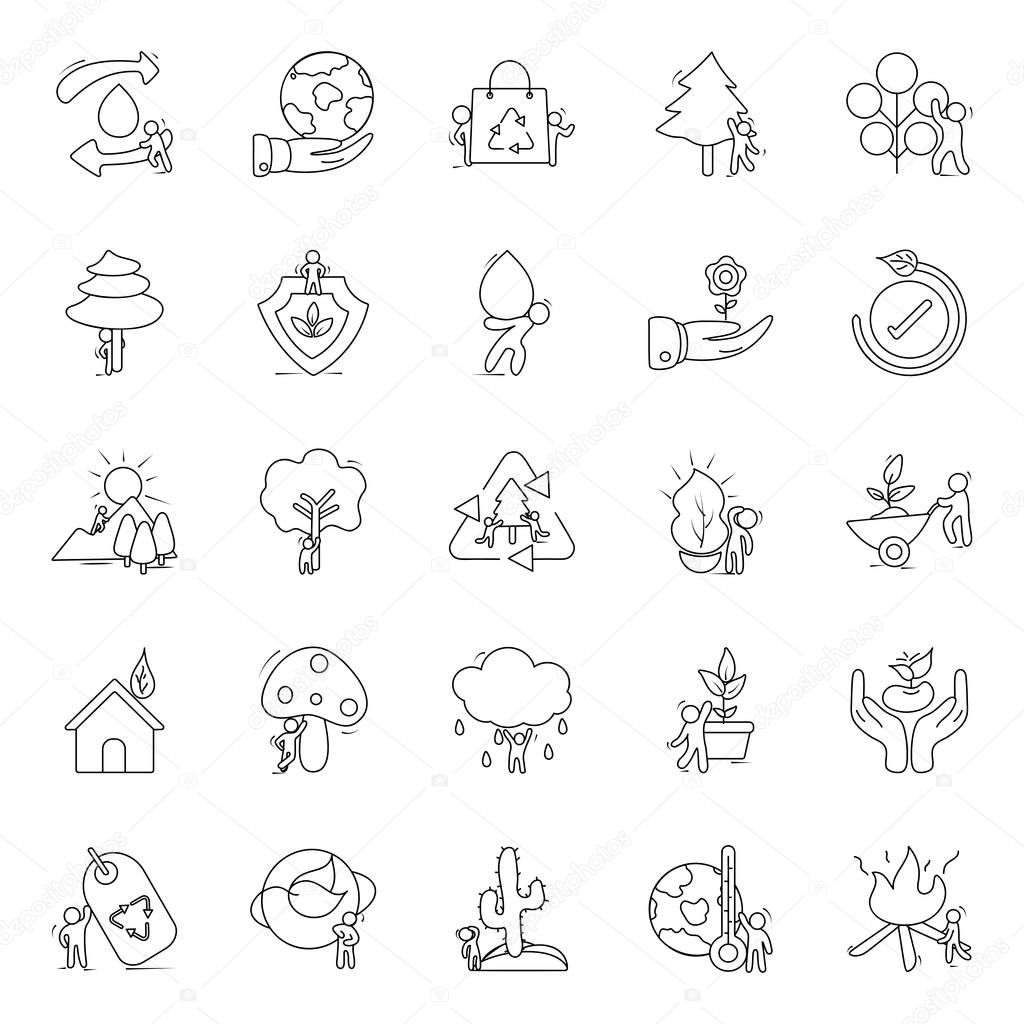 Pack Of Leaves Line Icons 