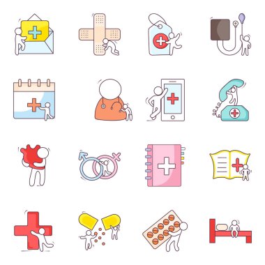Çevrimiçi Tıbbi Doodle Simgeleri Paketi 