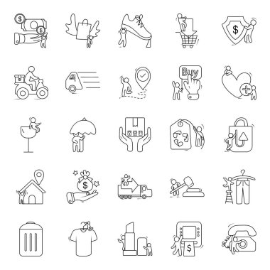 Alışveriş Aksesuarları Hattı Simgeleri Paketi