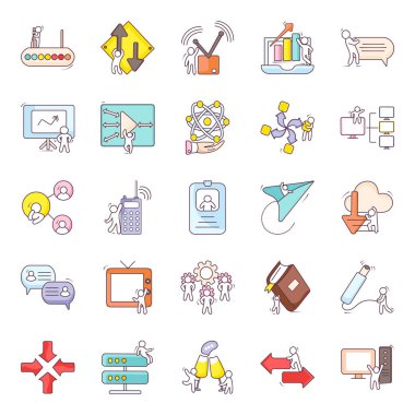 Ağ Aygıtları Doodle Simgeleri Paketi 