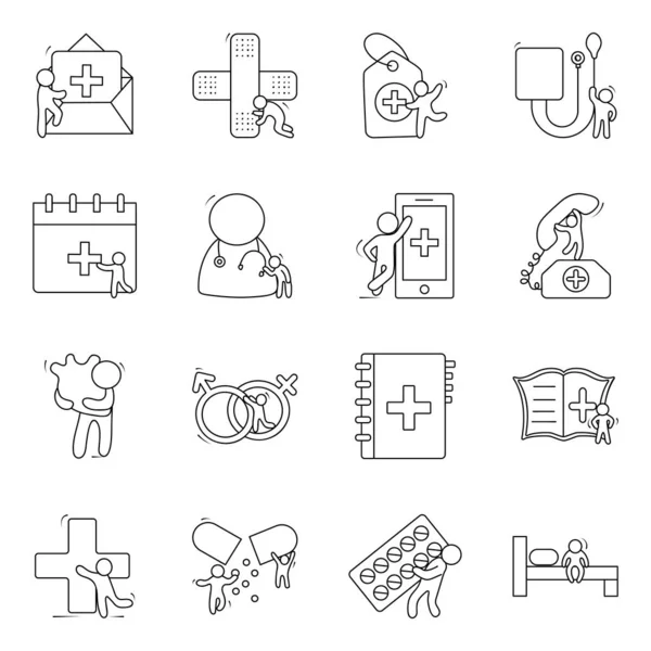 Online Medical Doodle Icons Pack — Stock Vector