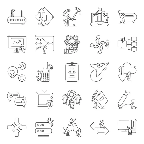 Dispositivos Rede Doodle Icons Pack —  Vetores de Stock