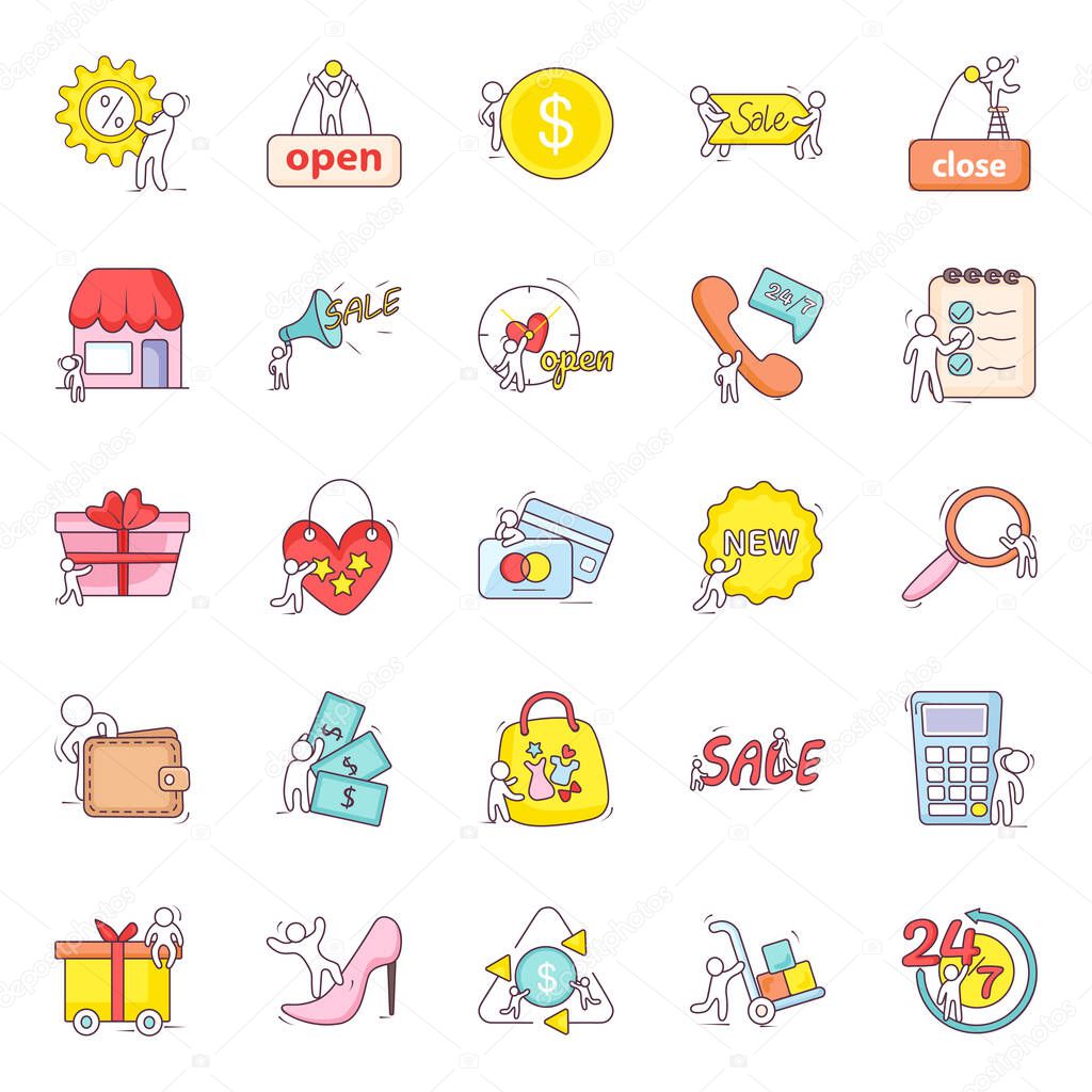 Shopping Discount Doodle Icons Pack