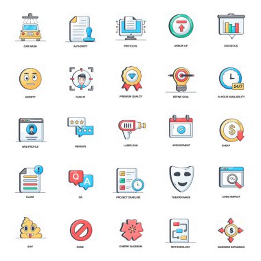 Düz Semboller Simge Vektörleri Paketi 