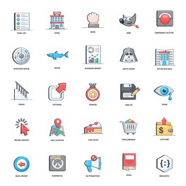 Aksesuar Paketi Düz Simgeler 