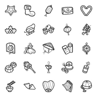 Noel Kutlaması Doodle Simgeleri Paketi 