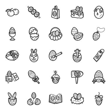 Paskalya Kutlaması Doodle Simgeleri Paketi 