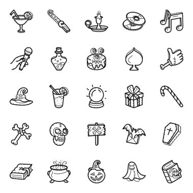 Cadılar Bayramı Aksesuarları Doodle Simgeleri Paketi 