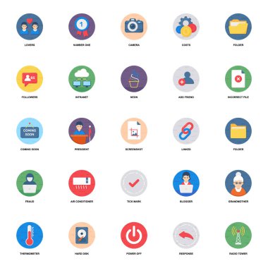 Düz Yuvarlak Simgelerin Klasik Koleksiyonu 