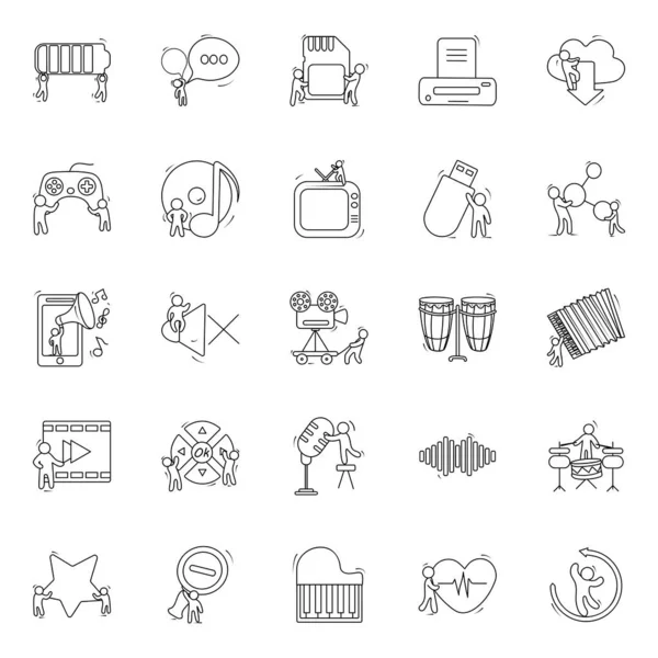 Мультимедиа Doodle Icons Vectors Pack — стоковый вектор