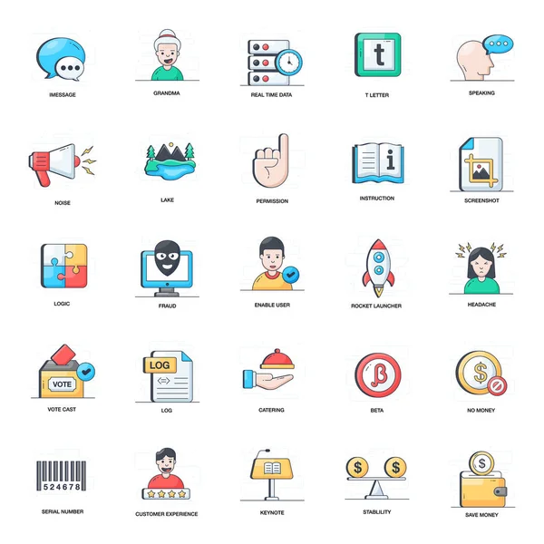 Experiencia Del Cliente Paquete Iconos Planos — Vector de stock