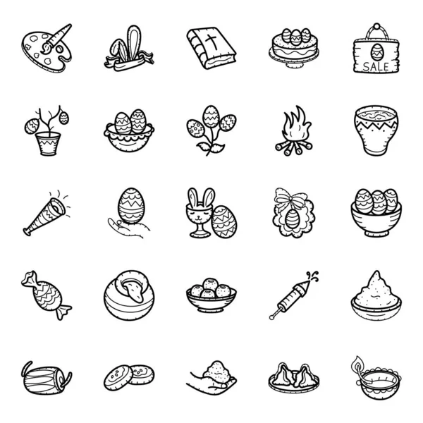 Set Holi Doodle Icons — Stockový vektor