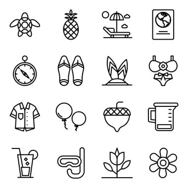 Yaz Hava Çizgisi Simgeleri Paketi 