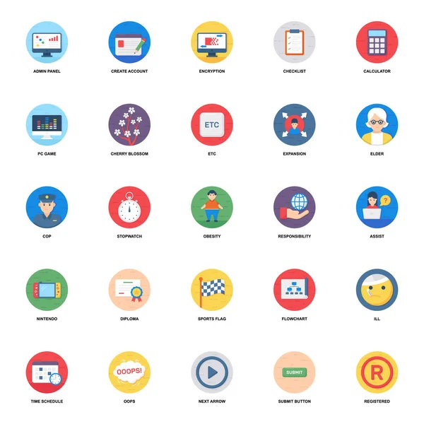 Красочный Пакет Trendy Flat Icons — стоковый вектор