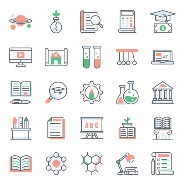 Ciencia Tecnología Flat Icons Pack — Vector de stock