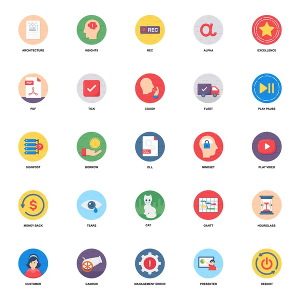 Paquete Iconos Redondos Planos Pendientes — Vector de stock