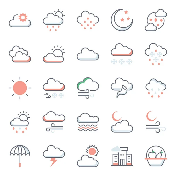 Cold Weather Flat Icons Pack — Stock Vector