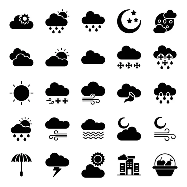 Cold Weather Solid Icons Pack — Stock Vector