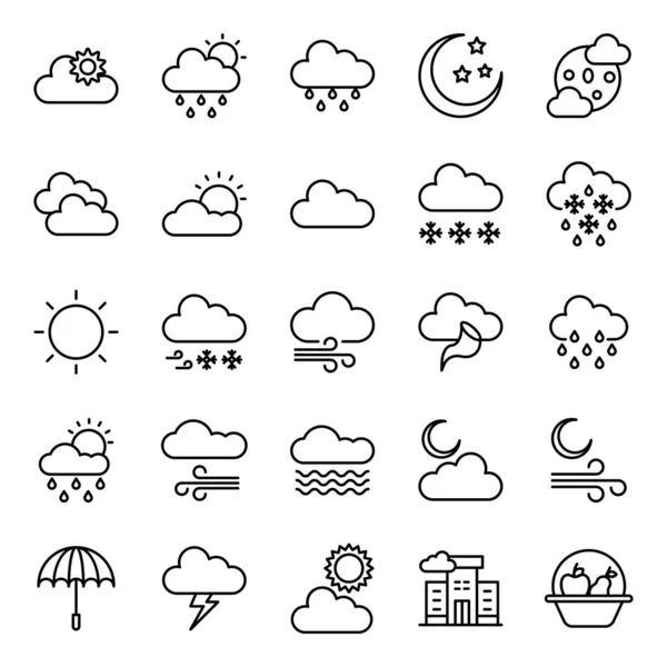 Cold Weather Line Icons Pack — Stock Vector