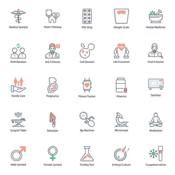 Комплект Медицинского Оборудования Flat Icons — стоковый вектор
