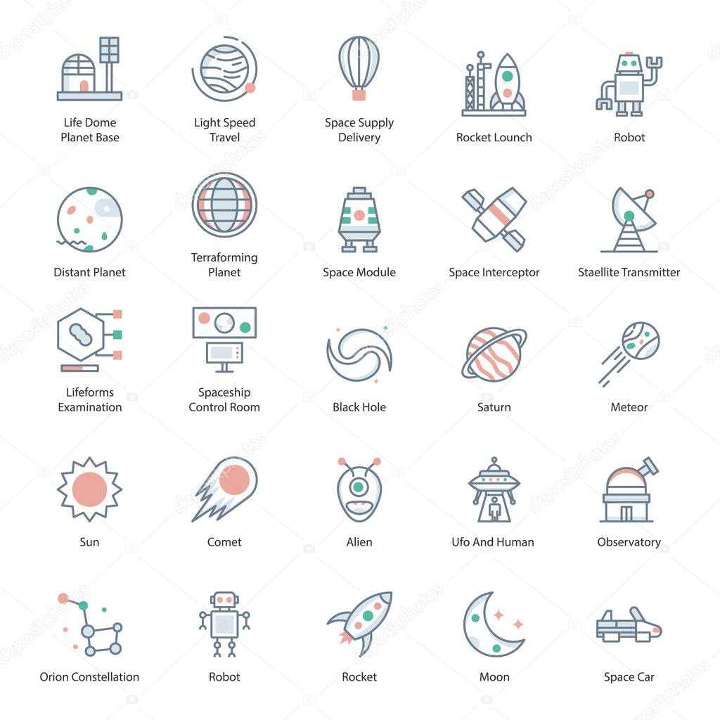 Pack Of Space Flat Icons 