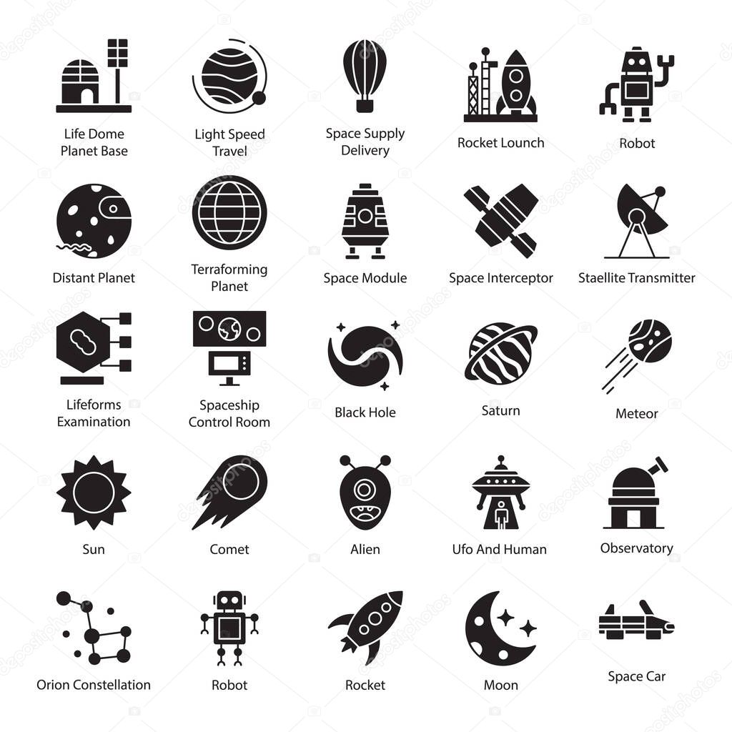 Pack Of Space Solid Icons 