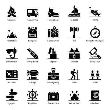 Macera Aksesuarları Glyph Simgeleri Paketi 