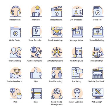 Sosyal Medya Düz Simgeleri Paketi 