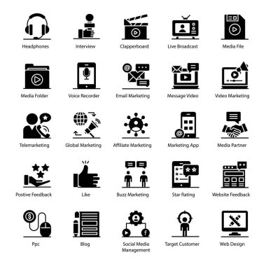 Sosyal Medya Katı Simgeler Paketi 