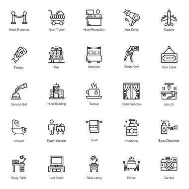 Otel Hattı Simgelerinin Paketi 