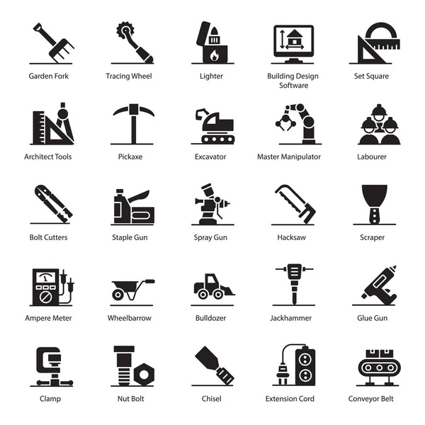 Compact Van Bouwinstrumenten Solid Vectoren — Stockvector