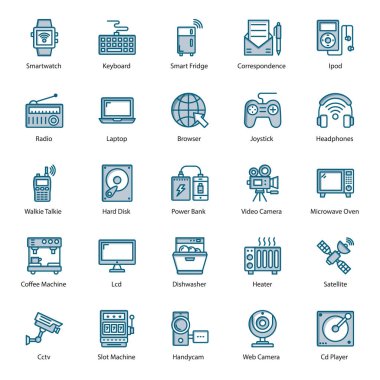 Eğlence Aygıtları ve Medya Aletleri Düz Vektörler Paketi 