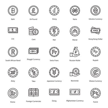 Uluslararası Para Birimleri Hattı Vektörleri Paketi 