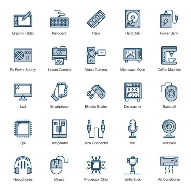 Teknoloji Düz Simgeleri Paketi 