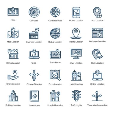 Sıkıştırılmış Navigasyon Düz Vektörler Paketi 