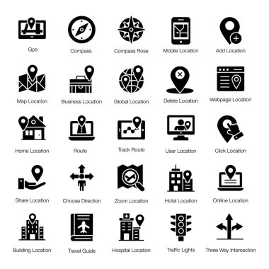 Sıkıştırılmış Navigasyon Katı Vektörler Paketi 