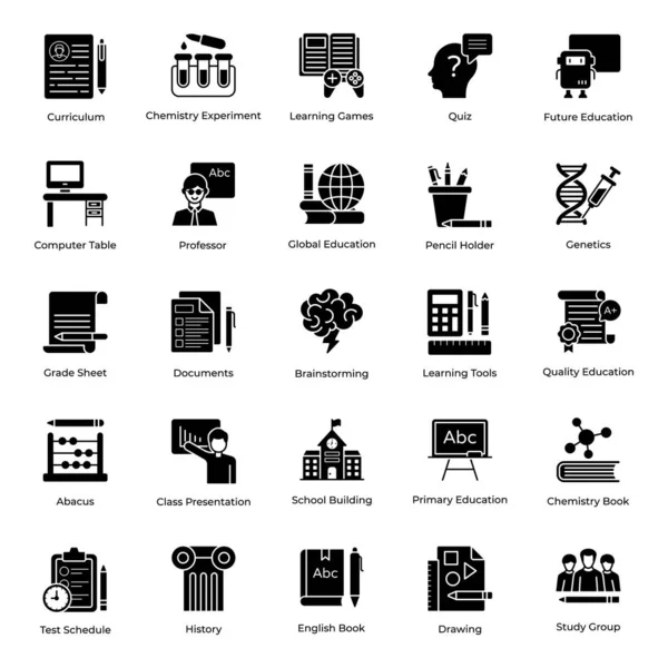 Wissenschaftliche Bildung Gefüllt Icons Pack — Stockvektor