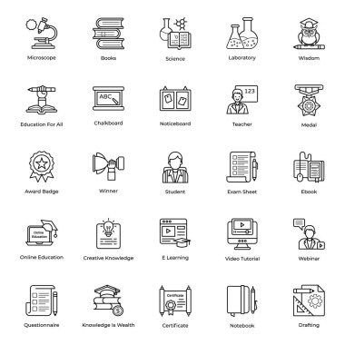 Eğitim Başarı Satırı Simgeleri Paketi 