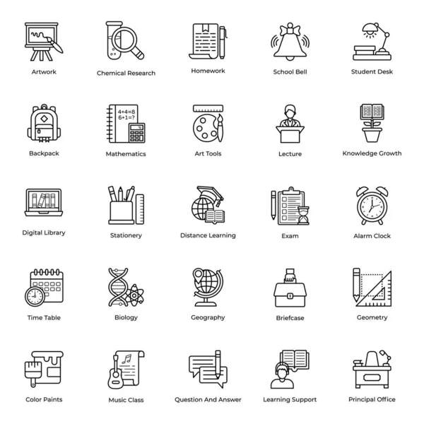 Global Education Line Icons Pack — Stockvektor