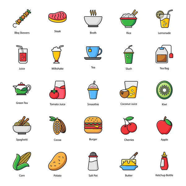 Organic Food and Drinks Flat Icons Pack