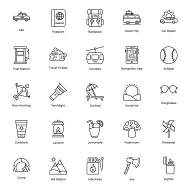 Seyahat ve Tatil Hattı Vektörleri Paketi 