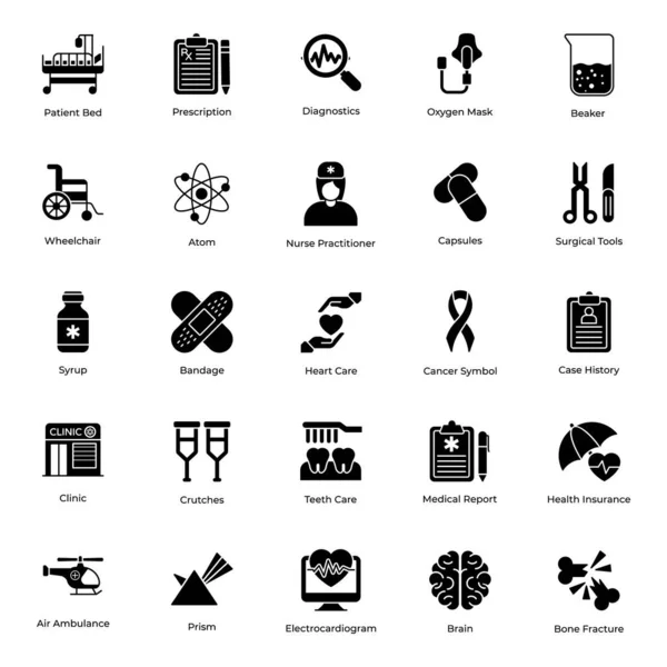 Medical Experiment Solid Icons Pack — Stockový vektor
