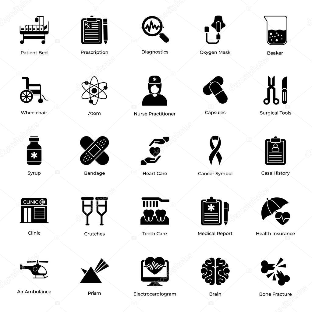 Medical Experiment Solid Icons Pack 