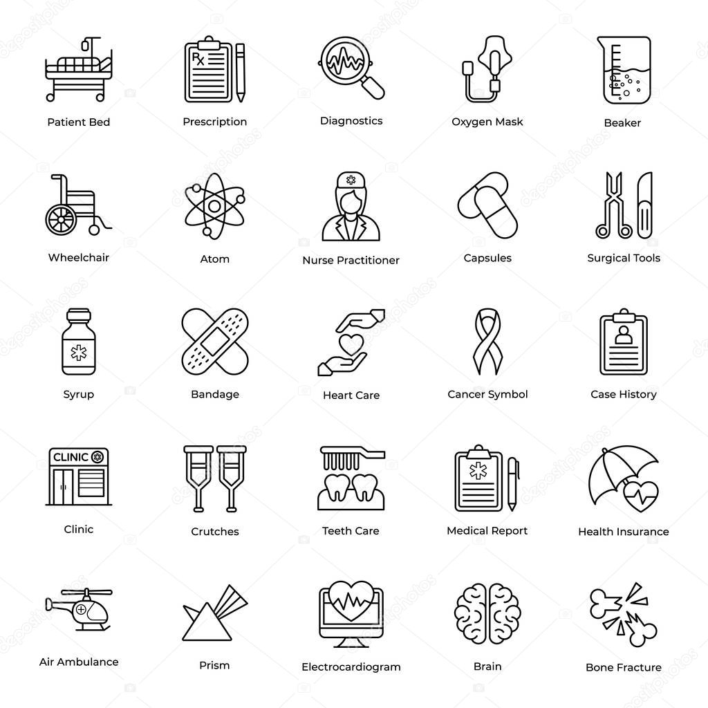 Medical Experiment Line Icons Pack 