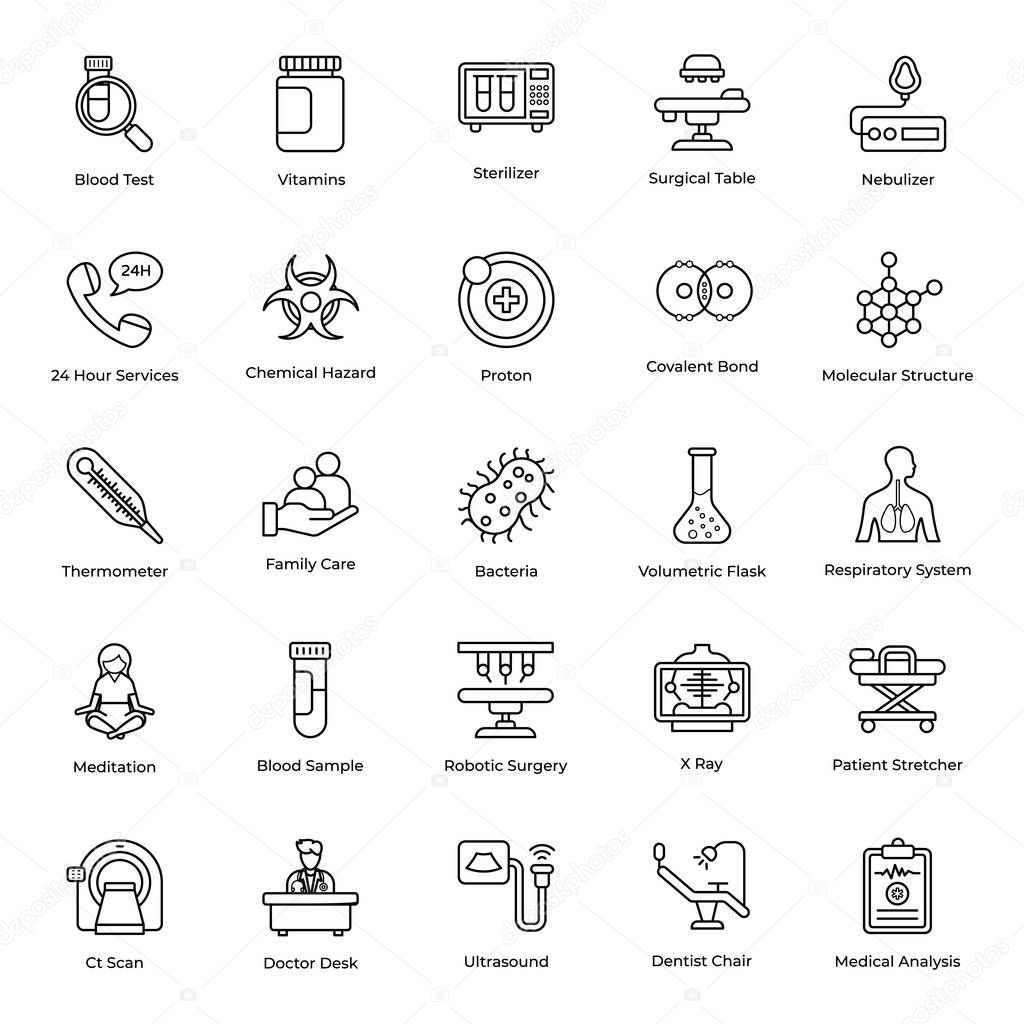 Medical Technology Line Icons Pack 