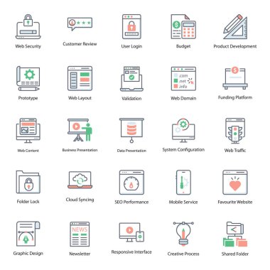 İkili yönetim düz simgelerinin çok yönlü seti. Bu teknik simgeler düzenlenebilir kalitede oluşturuldu. A koleksiyonunuza eklemek için ayarlanmış olmalı